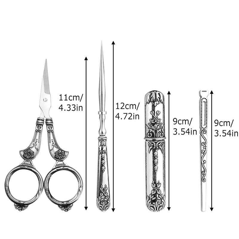 Butuze Embroidery Scissors, Complete Vintage Sewing Tools, with Sewing Needle Box, Awl, Sewing Thimble, Threader for Sewing, Cutting, Art Work, Embroidery, Needlework Retro - Image 2